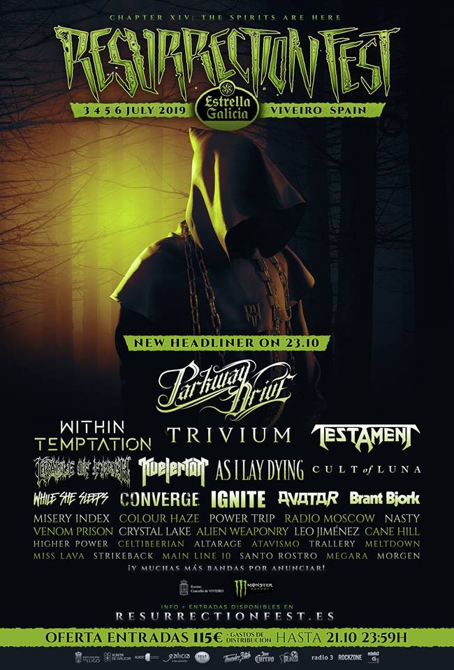 AS I LAY DYING se caen del cartel del RESURRECTION FEST 2019