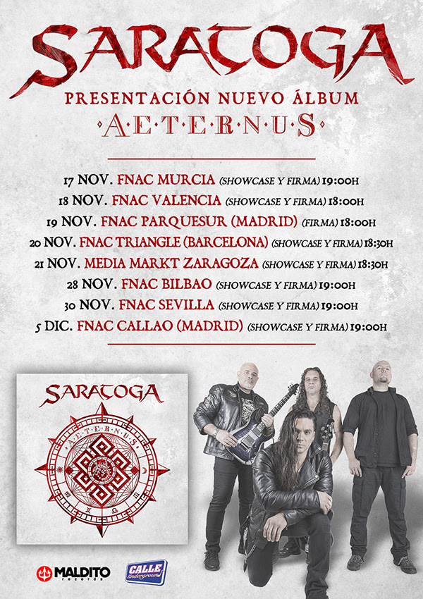 SARATOGA presentarán su nuevo disco ‘Aeternus’ en 8 ciudades (firma + showcase)