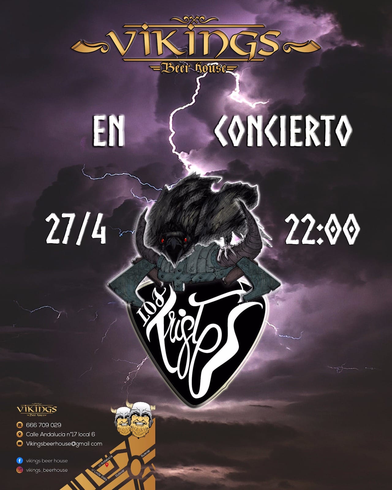 LOS TRISTES estarán actuando el 27 de abril en Viking Beer House (San Pedro De Alcántara)