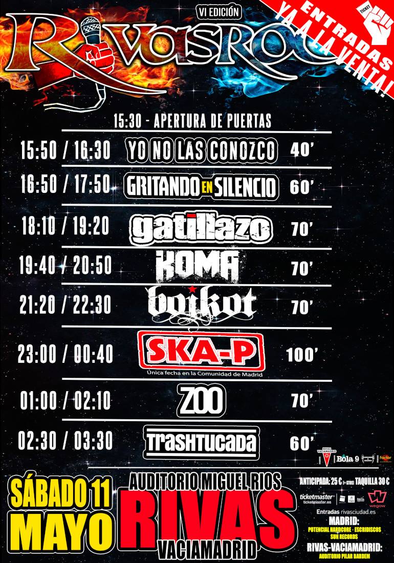 RIVAS ROCK FESTIVAL 2019 CONFIRMA LOS HORARIOS DE LAS ACTUACIONES