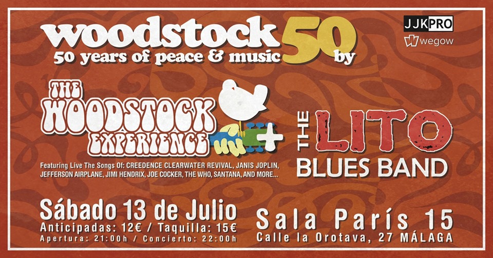 The Woodstock Experience + The Lito Blues Band en Málaga el 13 de julio