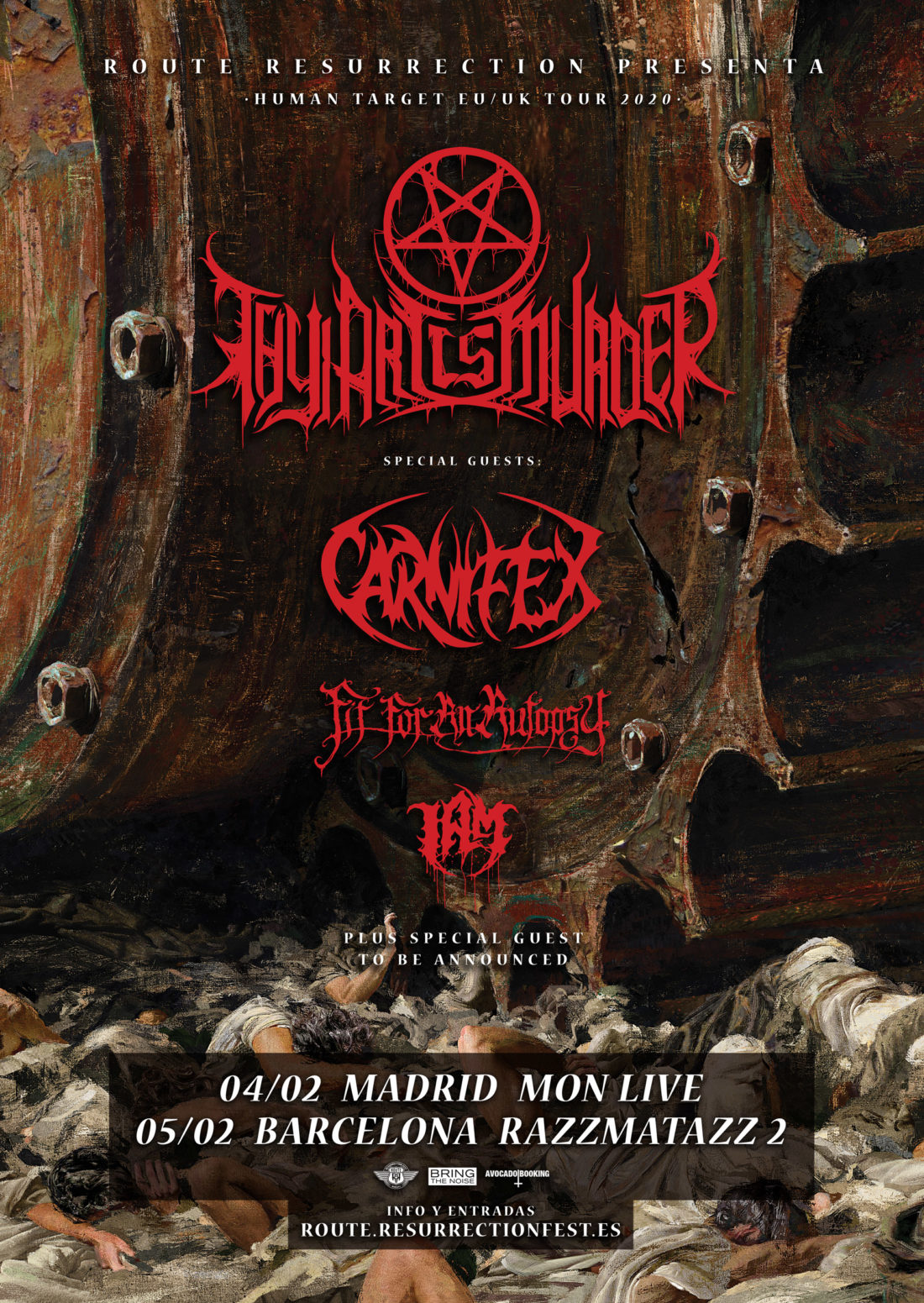 ROUTE RESURRECTION 2019 presenta a THY ART IS MURDER – CARNIFEX – FIT FOR AN AUTOPSY – I AM