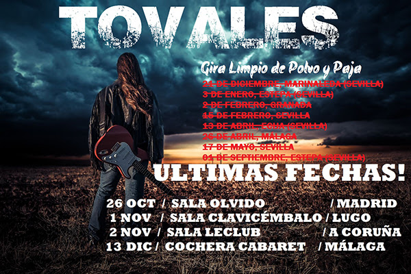 TOVALES: Nuevos conciertos presentando su álbum “Limpio de Polvo y Paja”