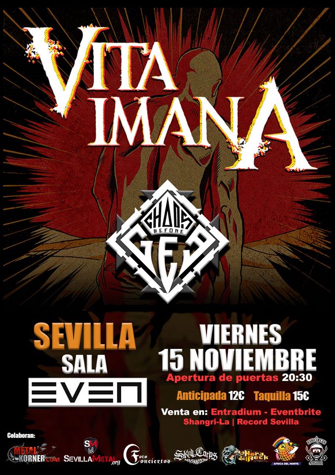VITA IMANA estarán actuando junto a CHAOS BEFORE GEA este viernes 15 en Sevilla