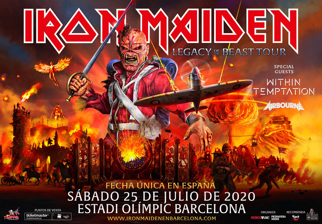 Iron Maiden en Estadi Olímpic de Barcelona sábado 25 de julio 2020