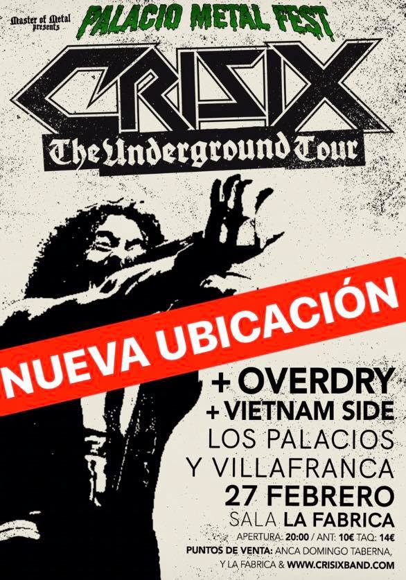 CRISIX cambia de ubicación su concierto de Jerez el 27 de febrero