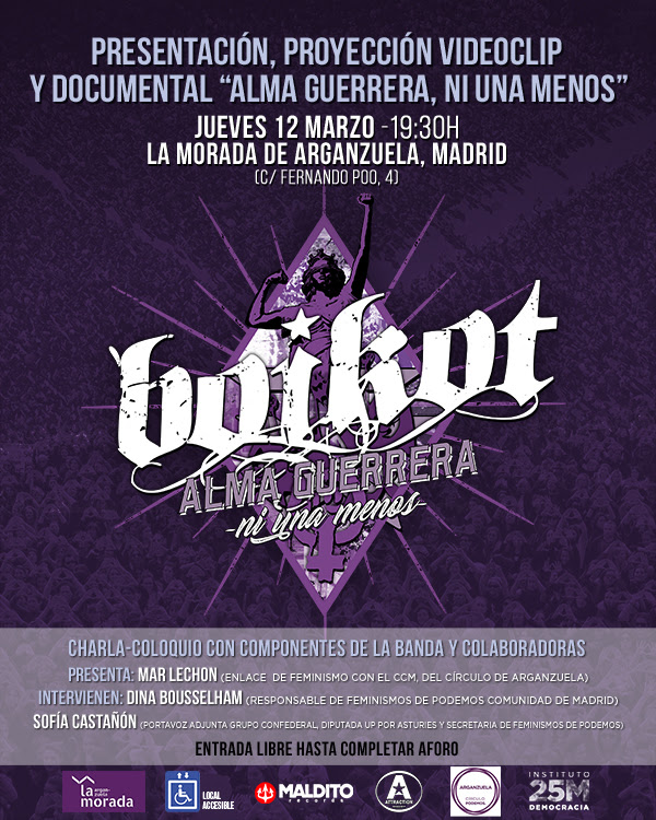 BOIKOT presenta “Alma Guerrera, Ni Una Menos”, el jueves 12 de marzo, en Madrid