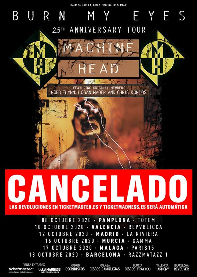 Machine Head cancela su gira Burn My Eyes 25th Anniversary Tour