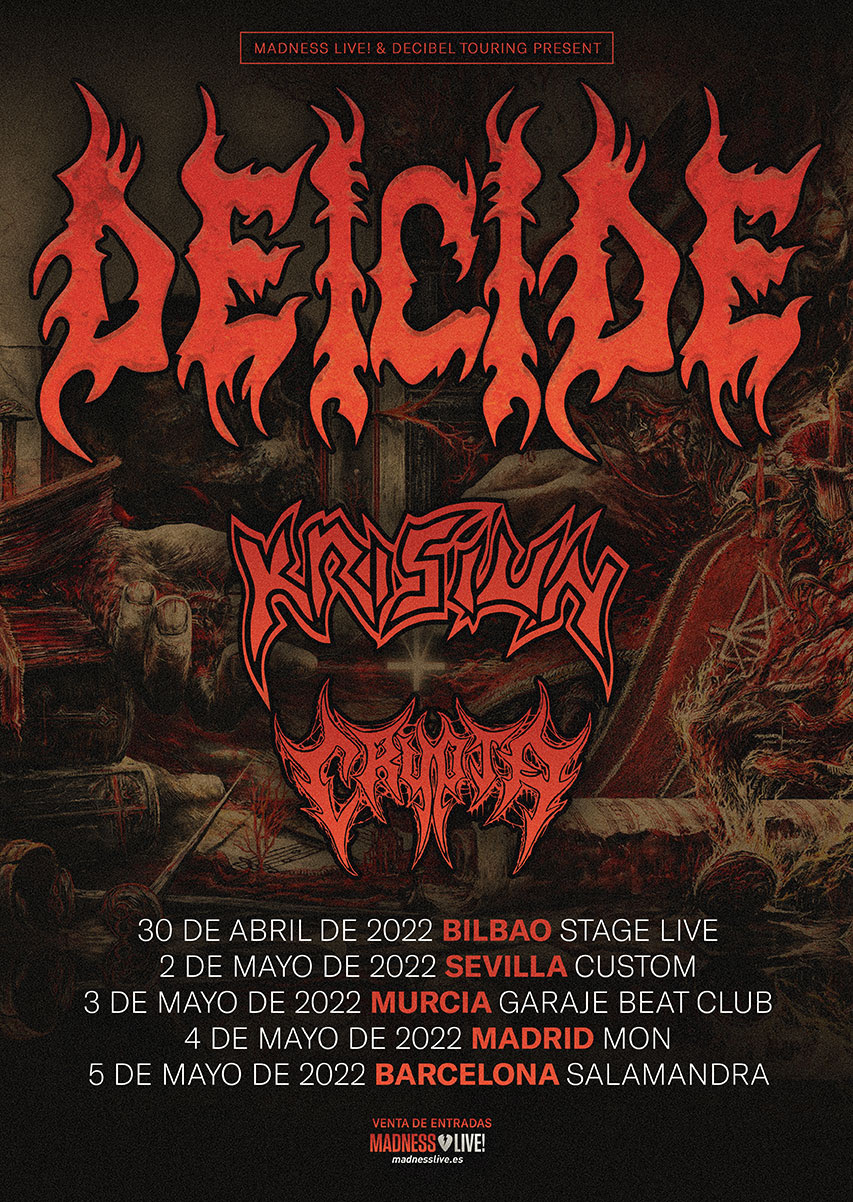 Deicide + Krisiun + Crypta de gira por España en mayo de 2022