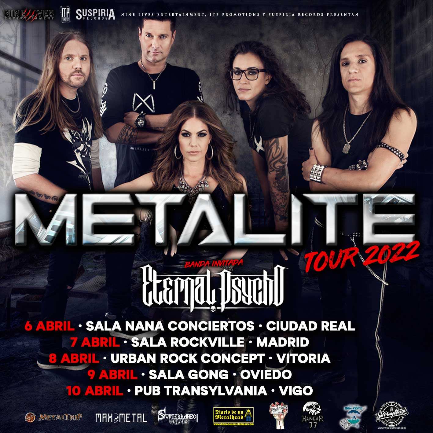 Metalite aplaza su gira española de septiembre a abril de 2022 y confirma a Eternal Psycho como la banda acompañante