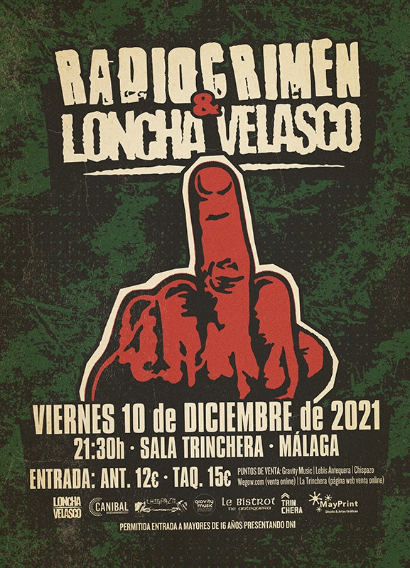 Loncha Velasco + Radiocrimen: 10 de diciembre Málaga (Sala La Trinchera)