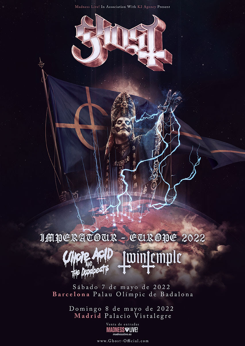 Ghost + Uncle Acid & The Deadbeats + Twin Temple en mayo por España
