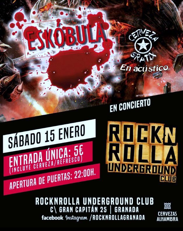 Eskóbula + Cerveza Gratix (en acústico) el 15 de enero en Granada