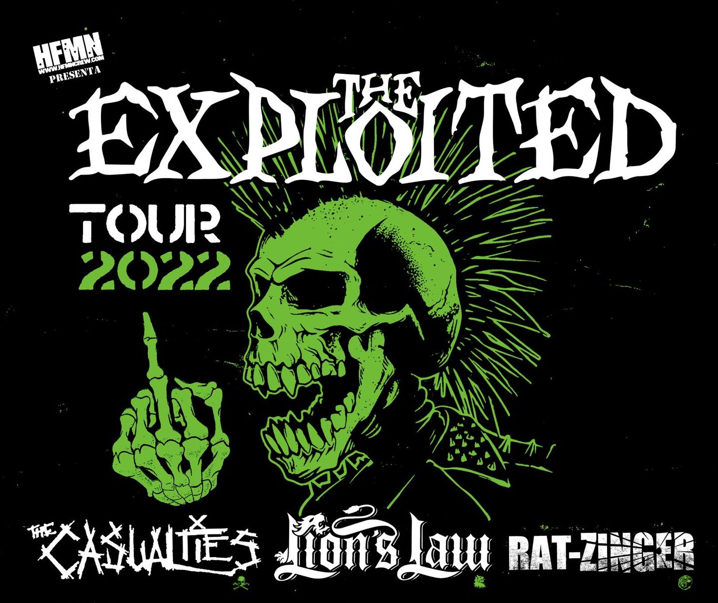 The Exploited + The Casualties + Lion’s Law + Rat-Zinger de gira por la península en abril