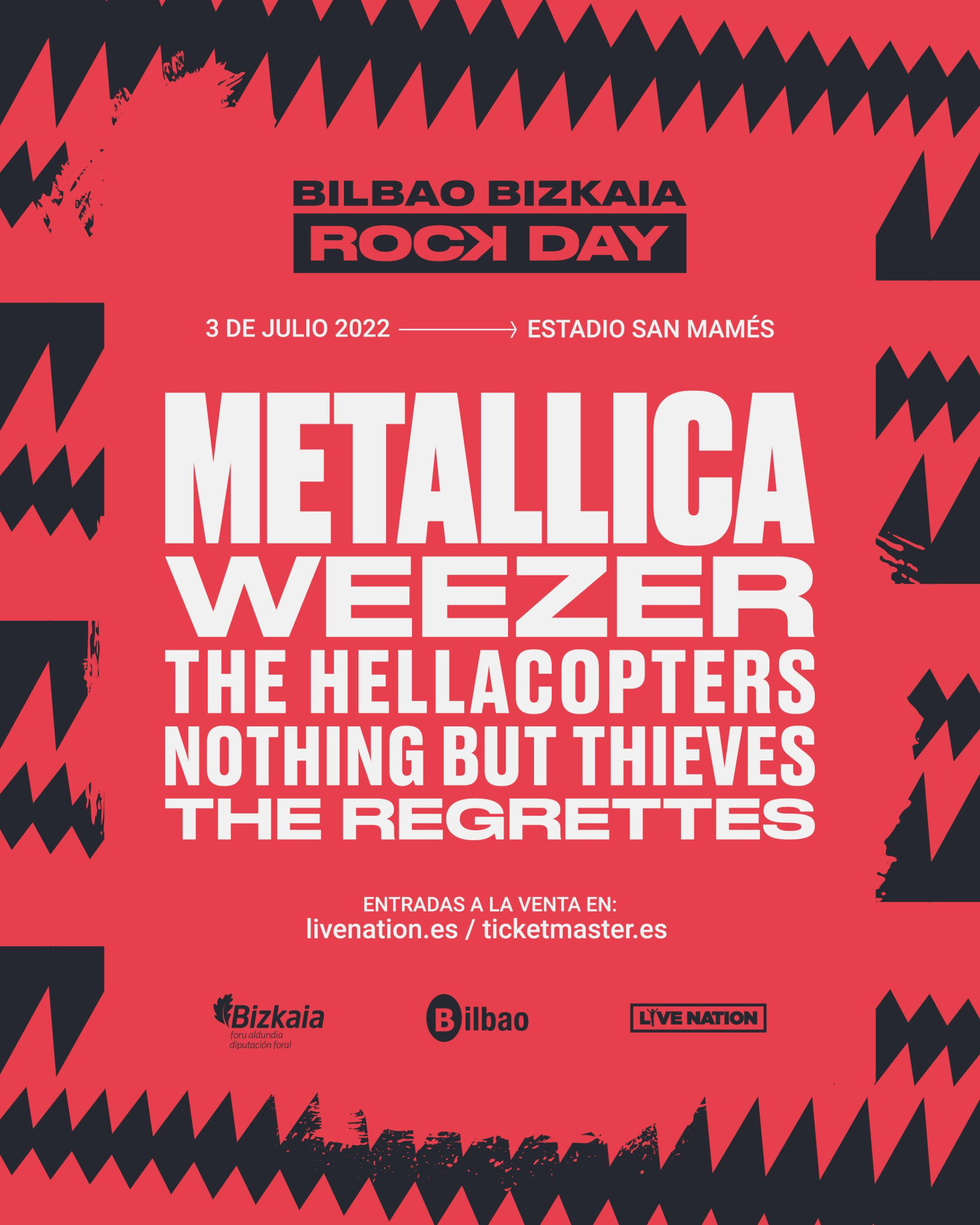 Metallica actuará el 3 de julio en Bilbao Bizkaia Rock Day