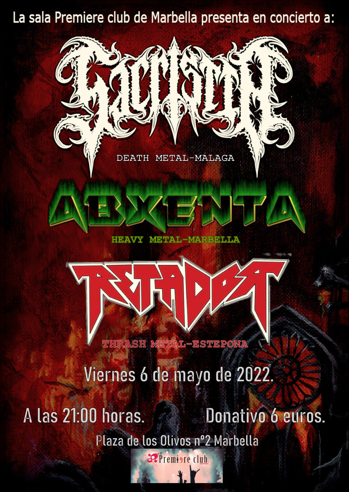 Sacristía + Abxenta + Retador el 6 de mayo en la Sala Premiere de Marbella