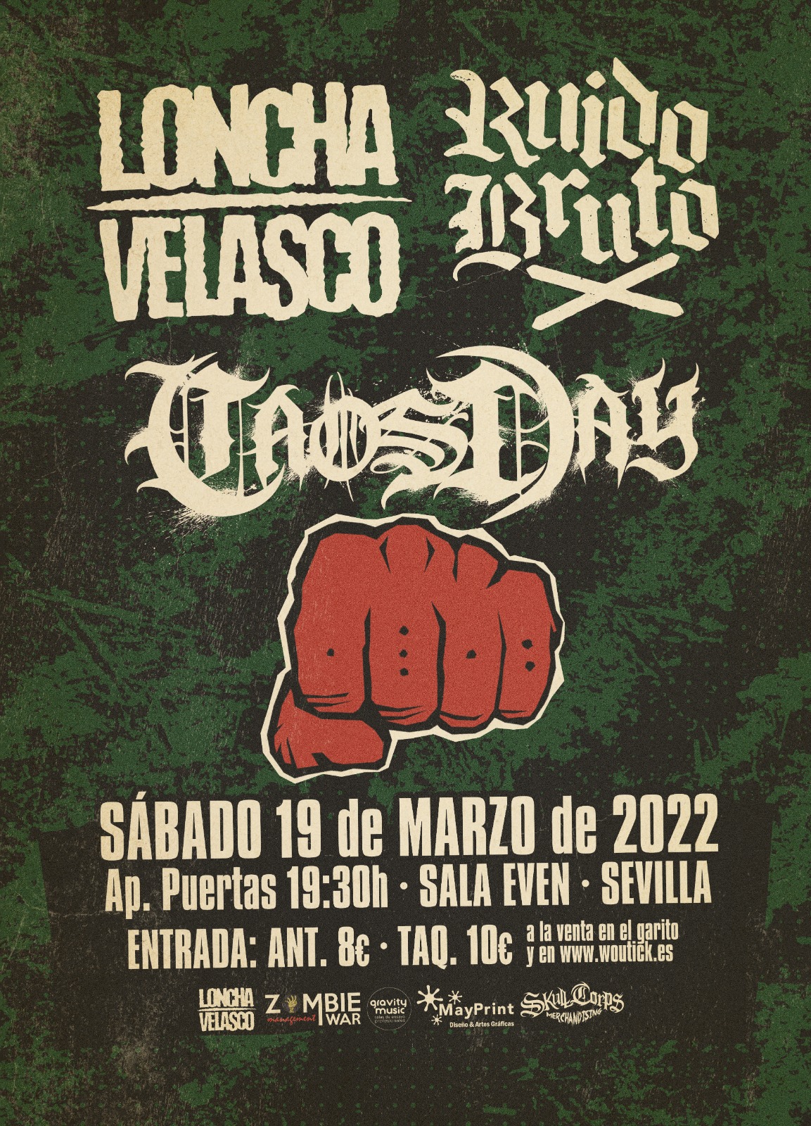 Loncha Velasco + Ruido Bruto + Caos Day el 19 de marzo en Sevilla