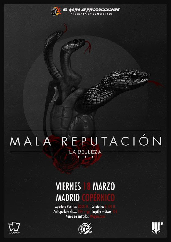Mala Reputación estará actuando en Madrid el 18 de marzo