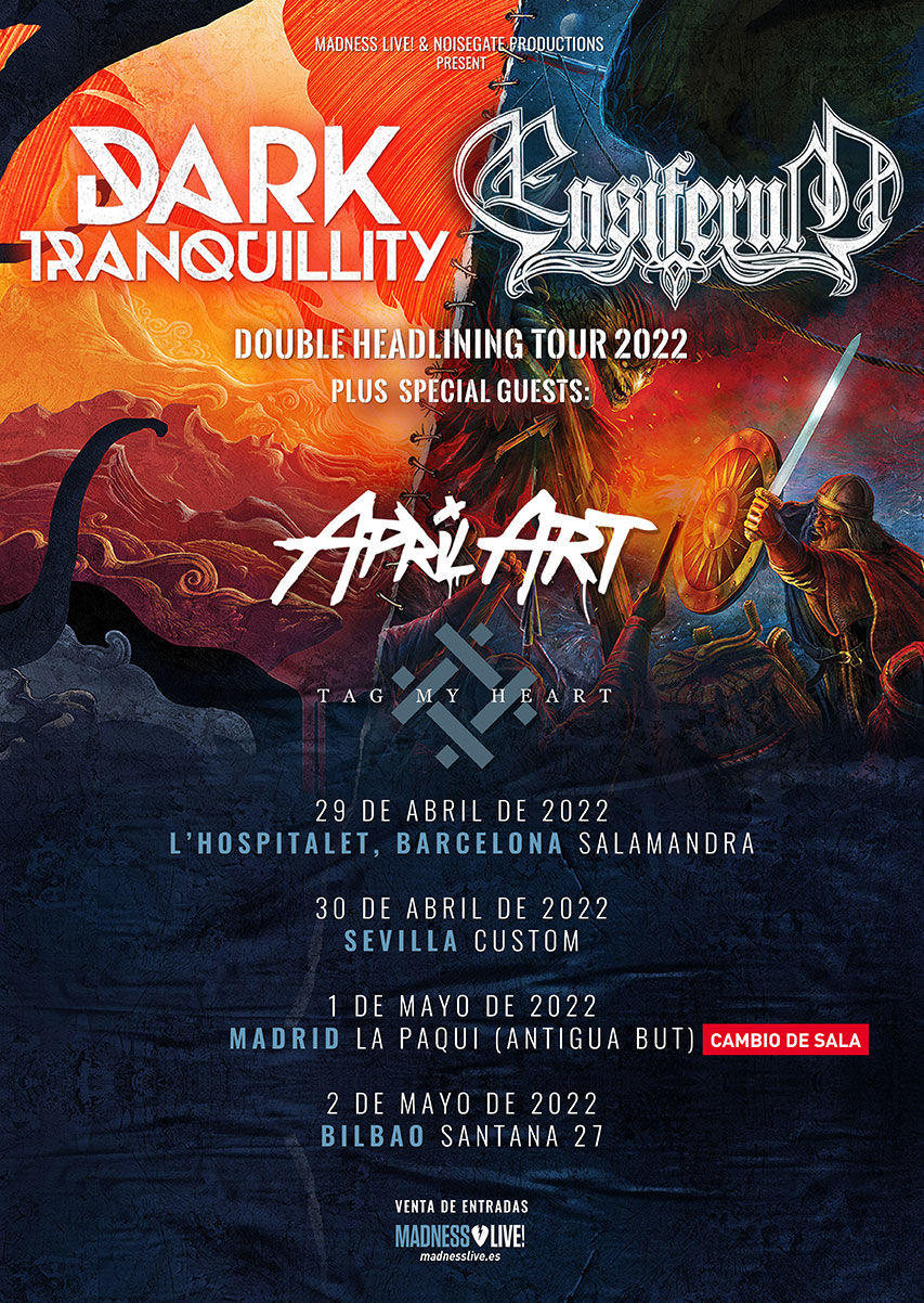 Dark Tranquility + Esniferum + April Art + Tag My Heart de gira por España esta primavera