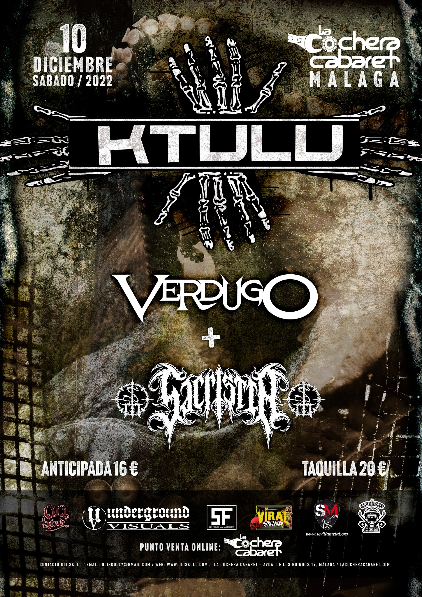 Ktulu + Verdugo + Sacristía el 10 de diciembre en Málaga