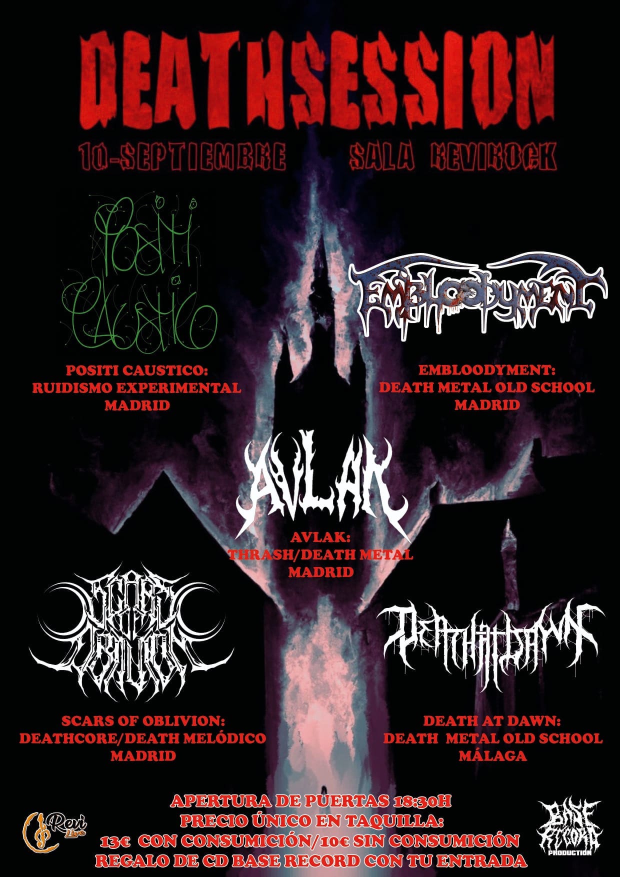 Death At Dawn + Avlak + Scars Of Oblivion + Embloodyment + Positi Caustico el 10 de septiembre en Madrid