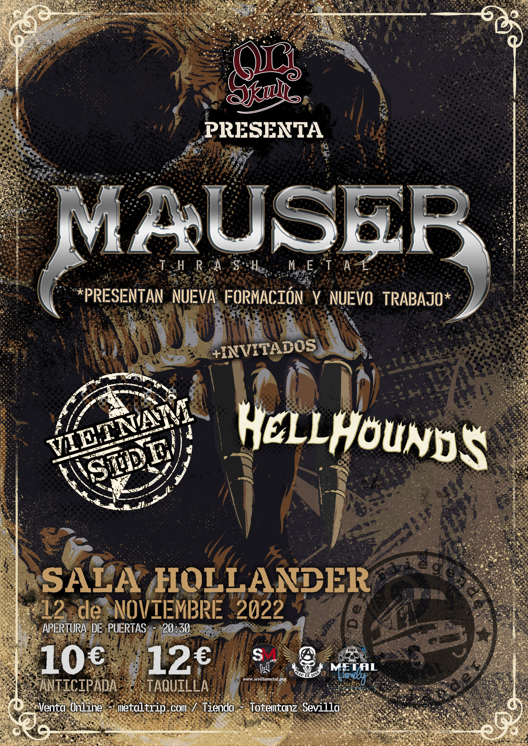 Mauser + Vietnam Side + Hellhounds el 12 de noviembre en la Sala Höllander (Sevilla)