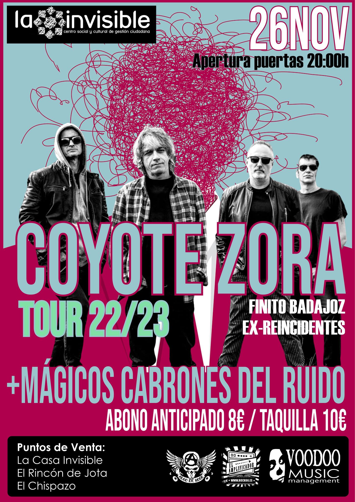 Coyote Zora + Mágicos Cabrones Del Ruido el 26 de noviembre en Málaga