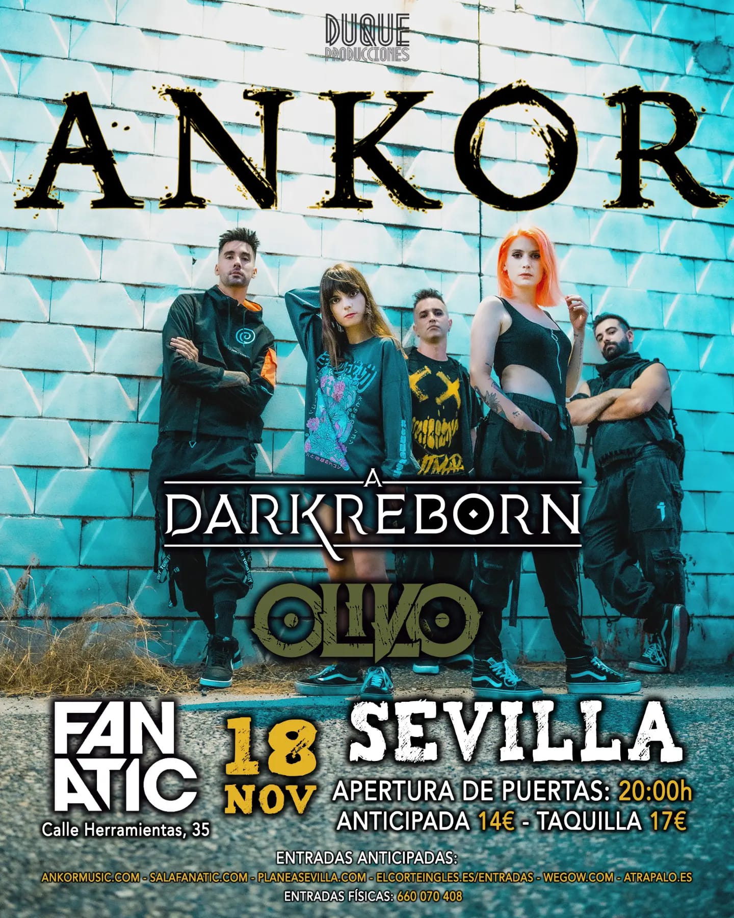 Ankor + A Dark Reborn + Olivo estarán el 18 de noviembre en la sala Fanatic de Sevilla