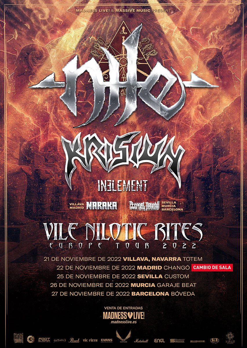 Nile + krisiun + In Element estarán de gira por España en noviembre