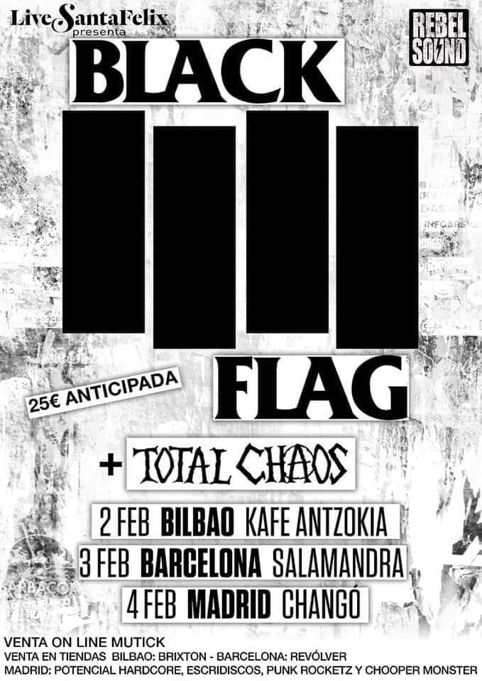 Black Flag + Total Chaos de gira por España en febrero de 2023