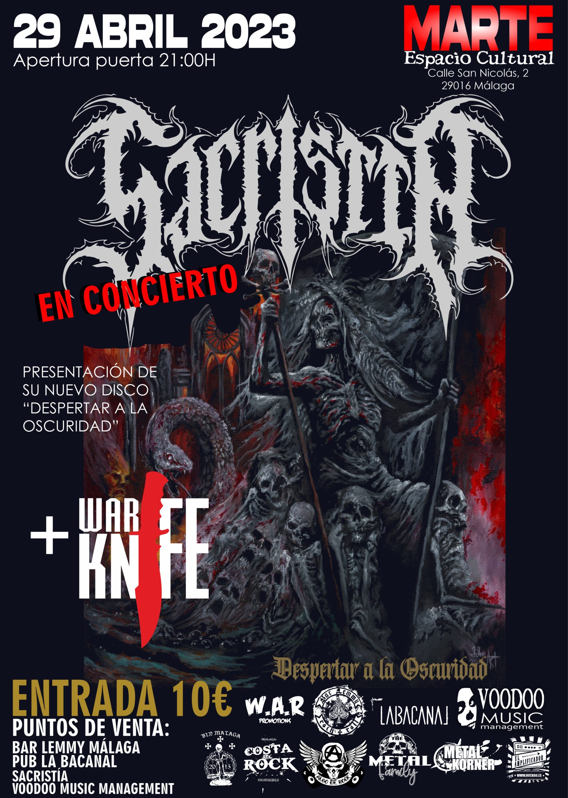 Sacristía + War Knife el 29 de abril en Málaga