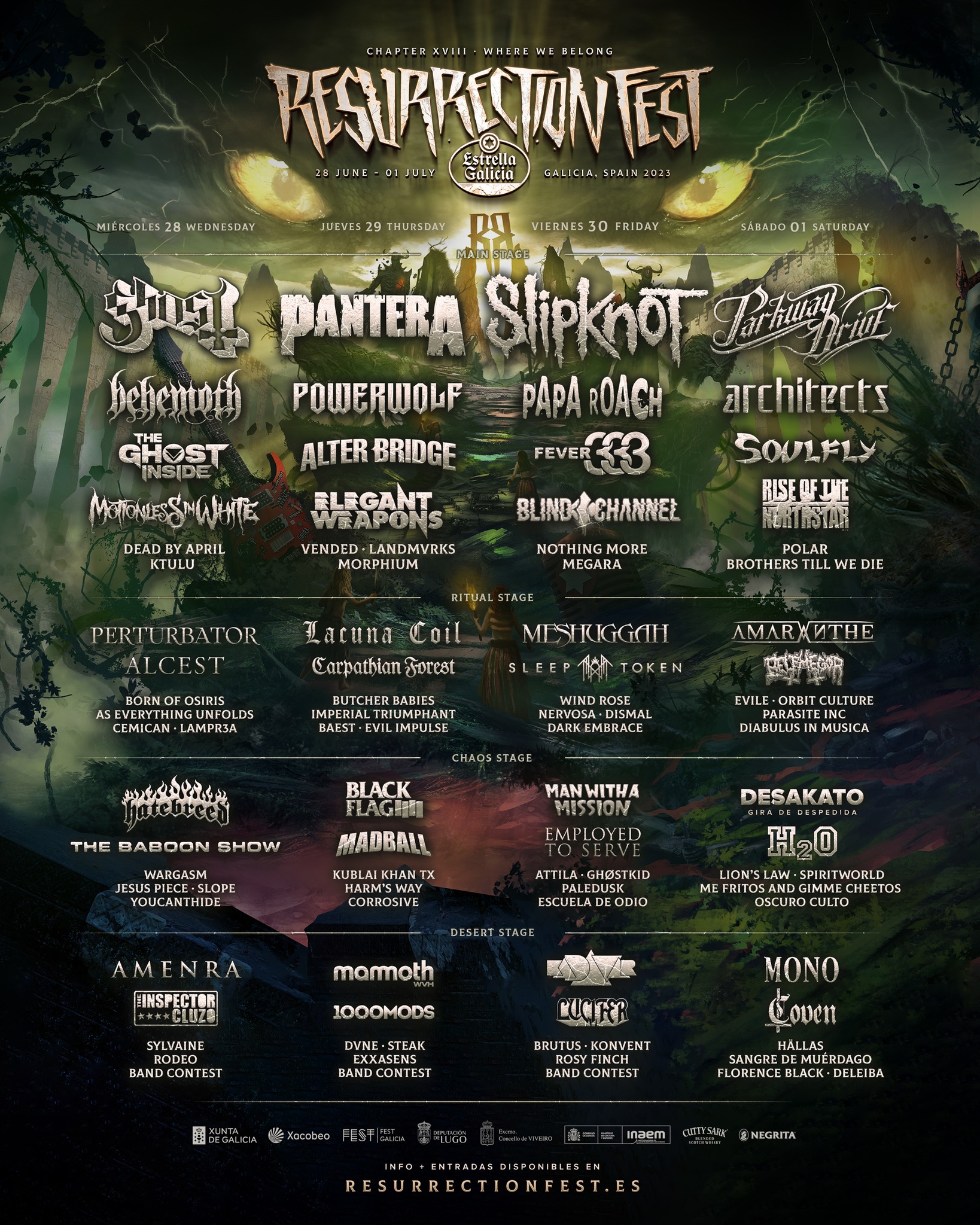 Resurrection Fest Estrella Galicia – 28 de junio – 1 de julio en Viveiro (Galicia)