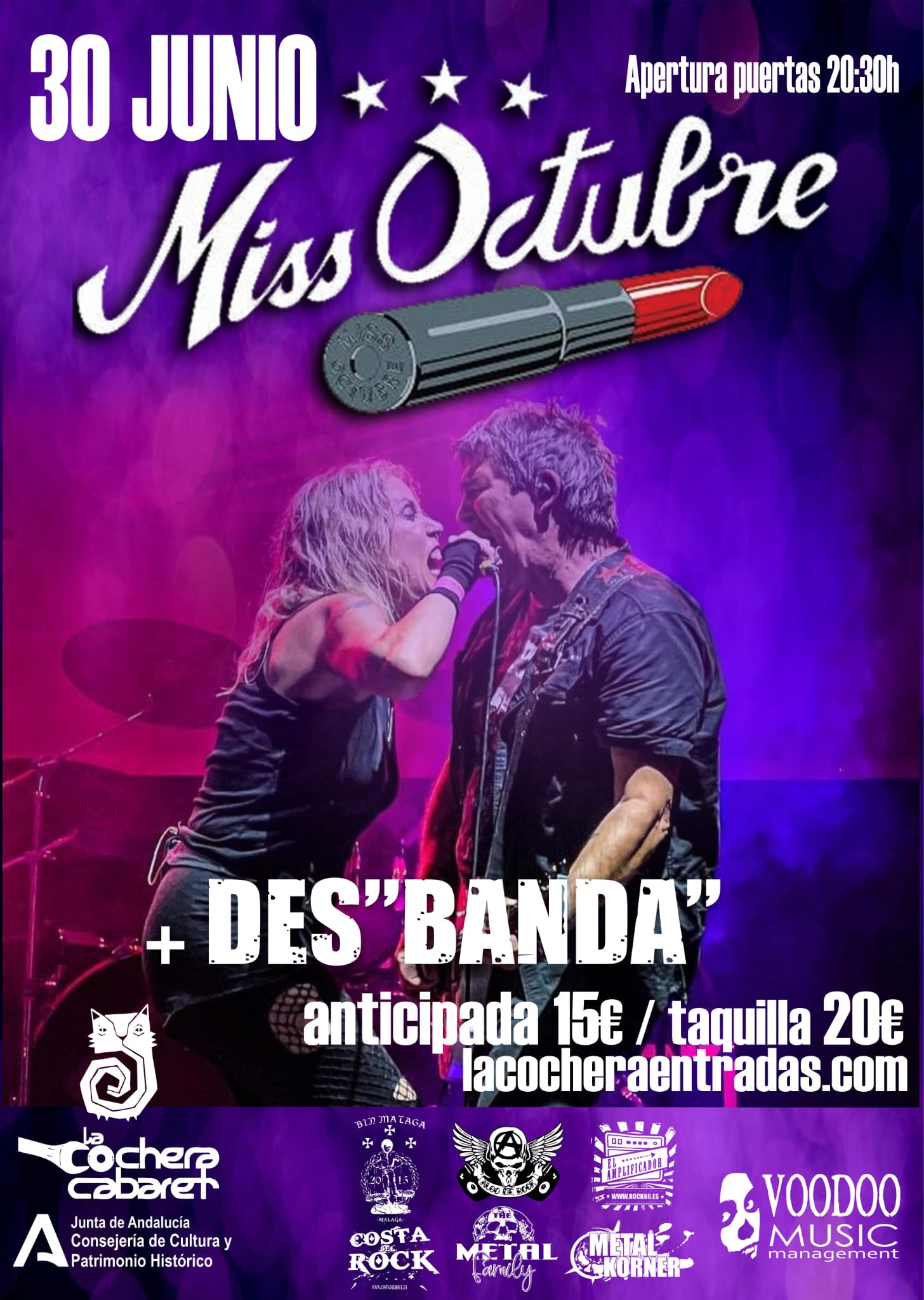 Miss Octubre + Des”Banda” el 30 de junio en Málaga