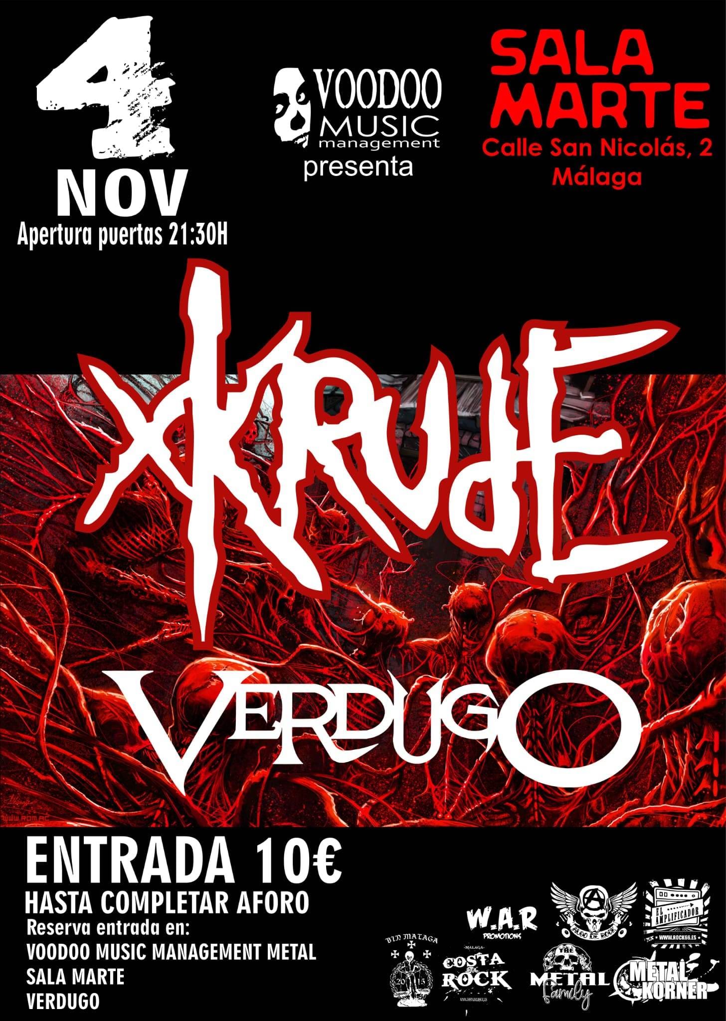 Xkrude + Verdugo el 4 de noviembre en Málaga (Sala Marte)