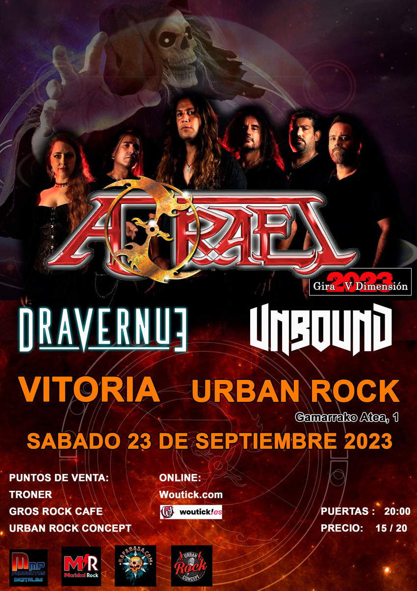 Azrael + Unbound + DravernuE el 23 de septiembre el Vitoria (Sala Urban Rock)