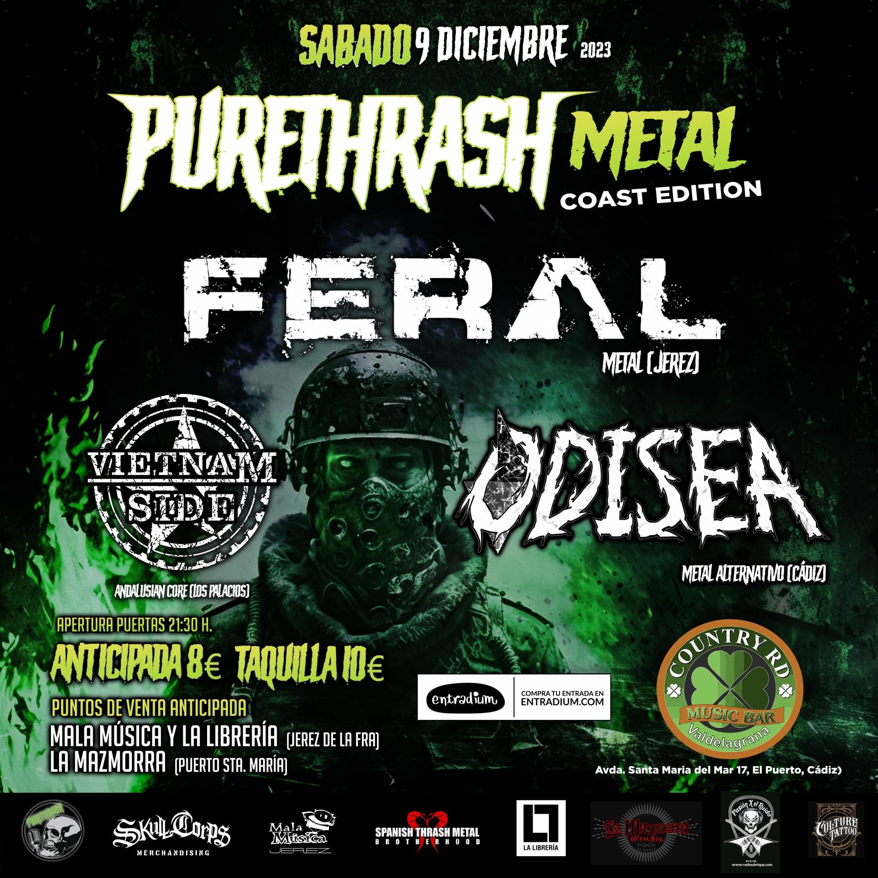 PURETHRASH METAL Coast Ed. – Feral + Vietnam Side + Odisea – 9 de diciembre en Country RD ( Puerto de Santa María)